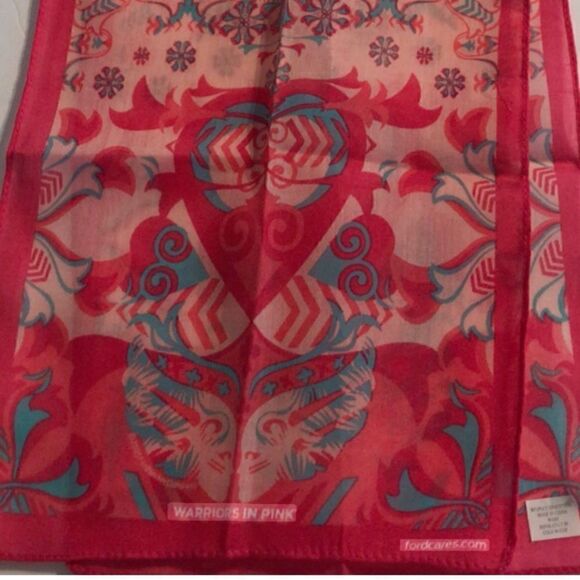 FORD Warriors In Pink Breast Cancer Boho Scarf 2016 Colorful Teal Fordcares - Picture 2 of 2